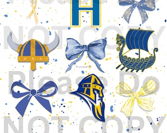 Vikings Blue and Gold College inspired bow print