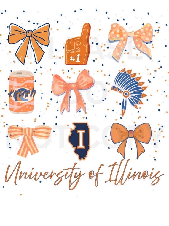 Orange and Blue Bow Spiritwear IL PNG