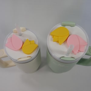 Stanley Lid Topper, Easter Tulips 20oz, 30oz & 40oz Tumbler Accessories, Springtime Custom Lid Quencher Cup Straw Cover Holiday Spring Vibes