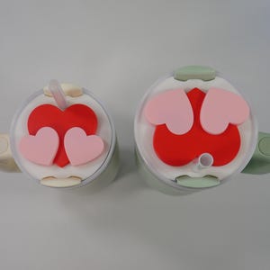 Valentines Day Stanley Lid Topper, Heart Trio 20oz, 30oz & 40oz Tumbler Accessories, Custom Lid Quencher Cup Straw Cover Holiday Love Vibes