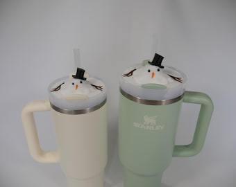 Stanley Lid Topper, Melted Snowman 20oz, 30oz & 40oz Tumbler Accessories, Christmas Custom Lid Quencher Cup Straw Cover Holiday Winter Vibes