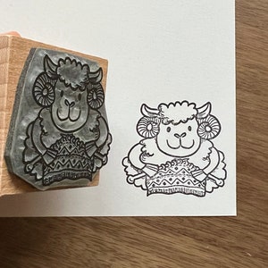 Rubber Stamp - Knitting Sheep