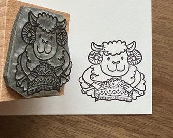 Rubber Stamp - Knitting Sheep