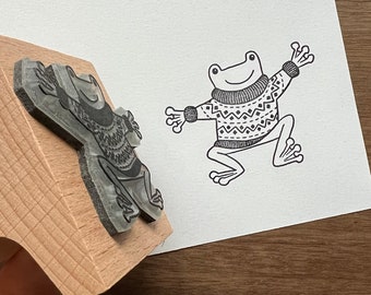 Rubber Stamp - Frog in a Jumper