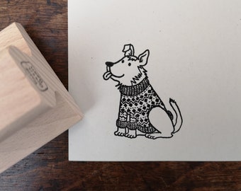 Rubber Stamp - Dog in a Jumper