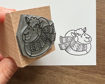 Rubber Stamp - Sheep in a Scarf