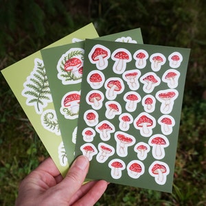 Sticker Set - Mushrooms and Ferns
