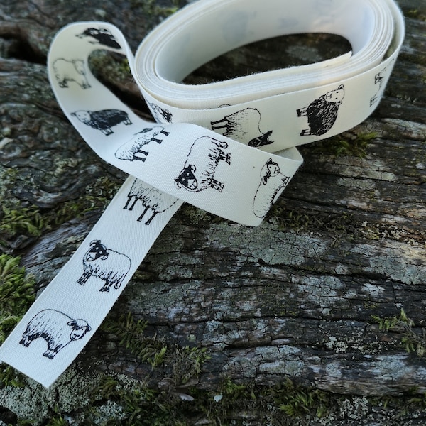 Sheep Ribbon - Unbleached Cotton 20mm wide