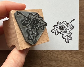 Rubber Stamp - Oak Leaf and Acorn Sprig