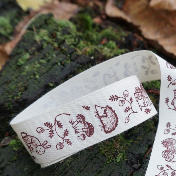 Woodland Ribbon - Unbleached Cotton 25mm wide