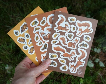 Sticker Set - Autumn Squirrels and Acorns