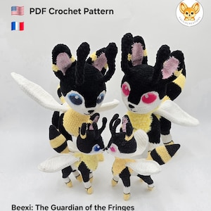 Patrón de ganchillo de Beexi, la guardiana de los flecos / Patrón PDF de amigurumi de zorro abeja de fantasía