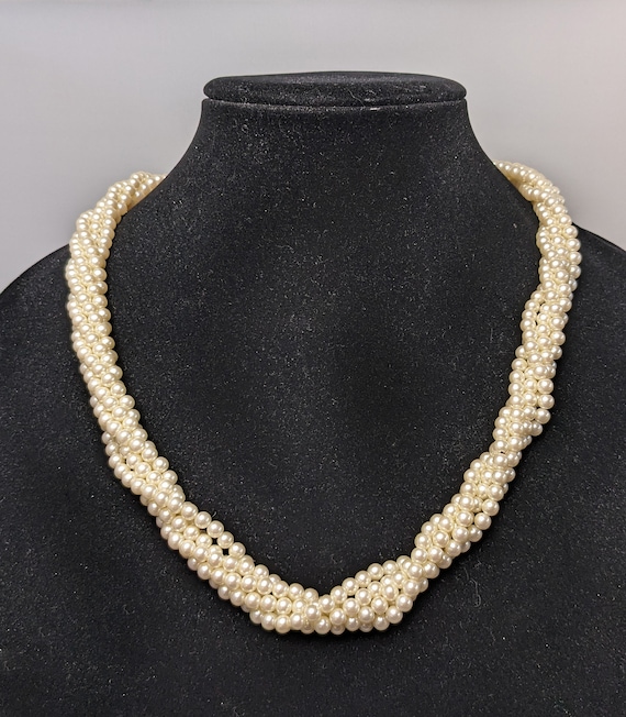 Vintage Multi-Strand Cream Pearl Torsade Twist Ne… - image 2