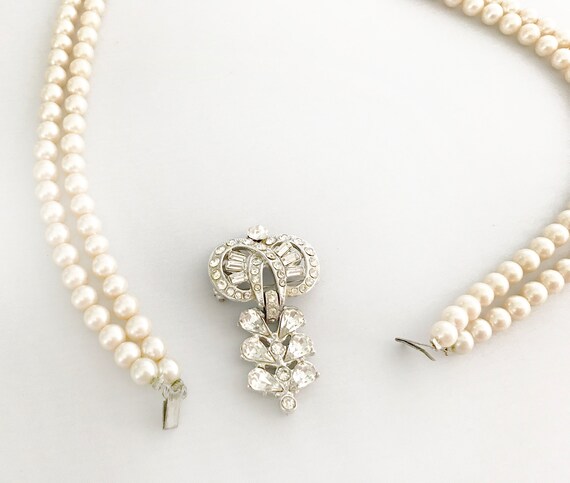 Vintage Double Strand Creamy Pearl Art Deco Neckl… - image 3