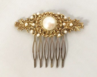 Wedding Pearl Hair Comb From Vintage Brooch Bridal Haircomb