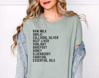 Crunchy Mom-T-shirt: lijst met essentiële natuurlijke remedies