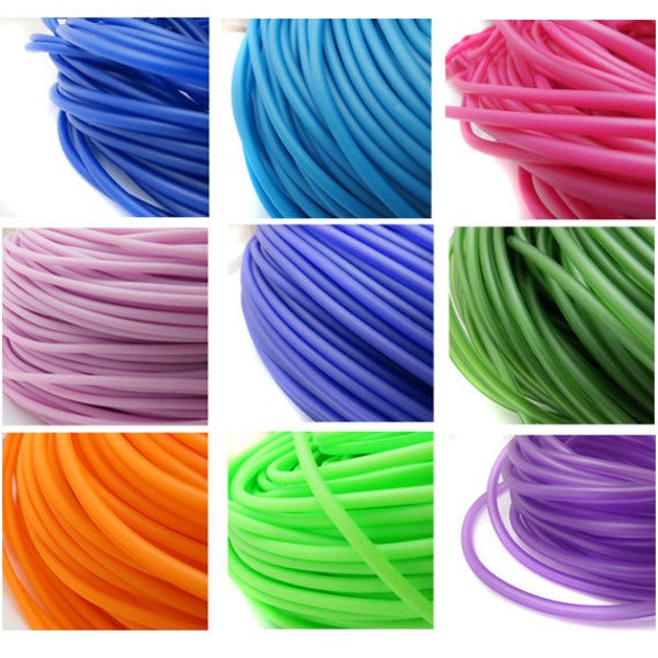 3mm PVC Tubing, 1m or 3m continuous length, hollow rubber cord for jewellery making, rubber tubing, hollow PVC cord