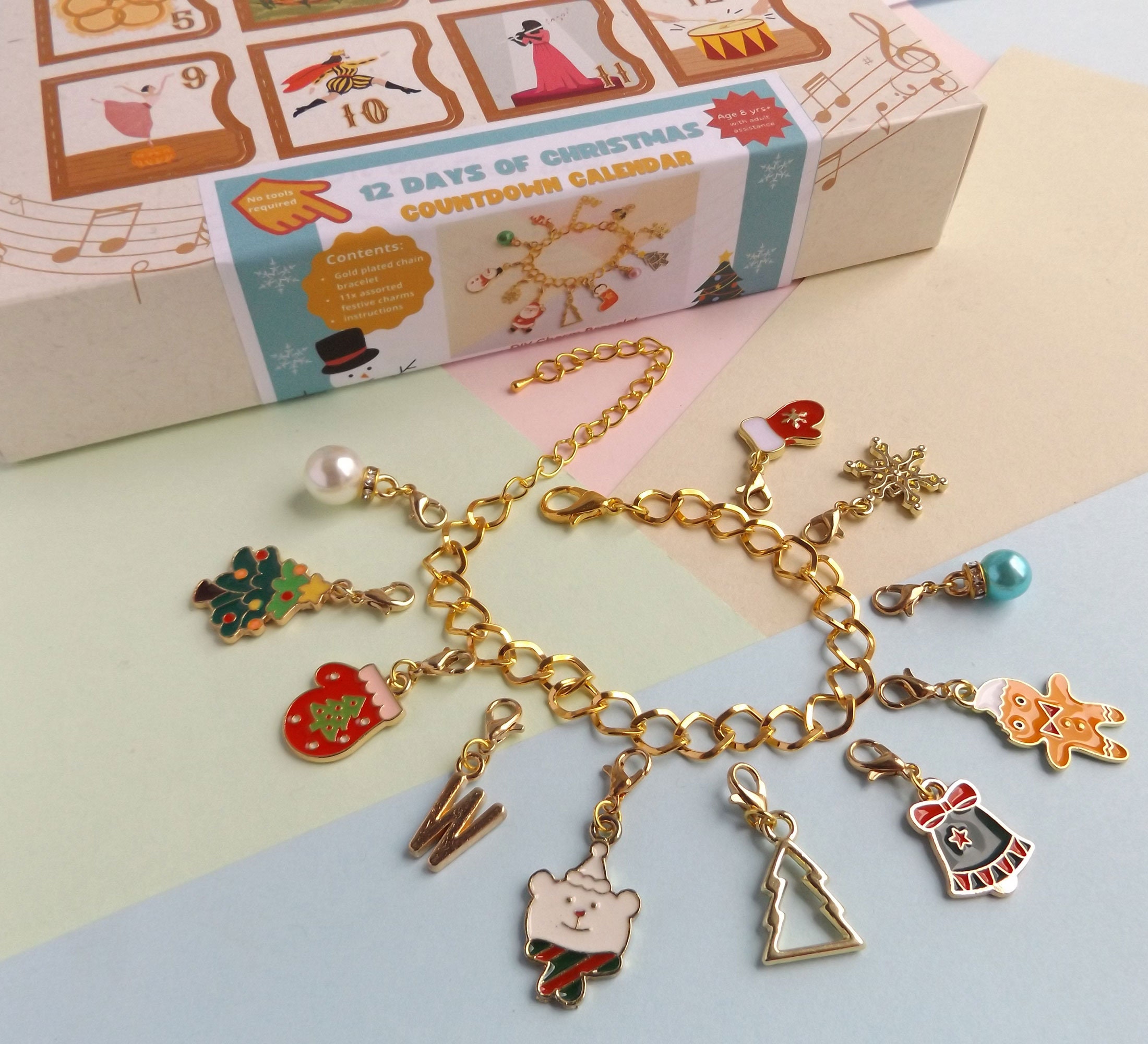 Calendrier de l'Avent bracelet charms,Coffret cadeau de bijoux de