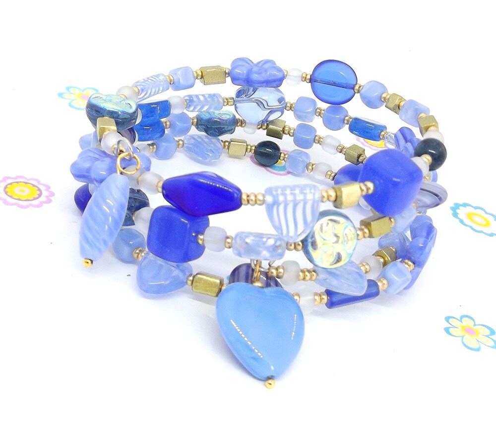 DIY Jewellery Kit Czech Glass Memory Wire Bracelet and Etsy