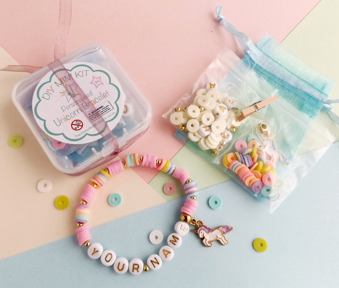 Personalised Unicorn Bracelet Kit in a Choice of Six Pastel Etsy UK
