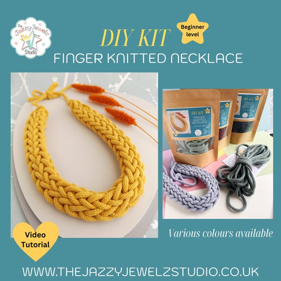 DIY Finger Knitting Necklace Kit – Make Your Own Braided Statement