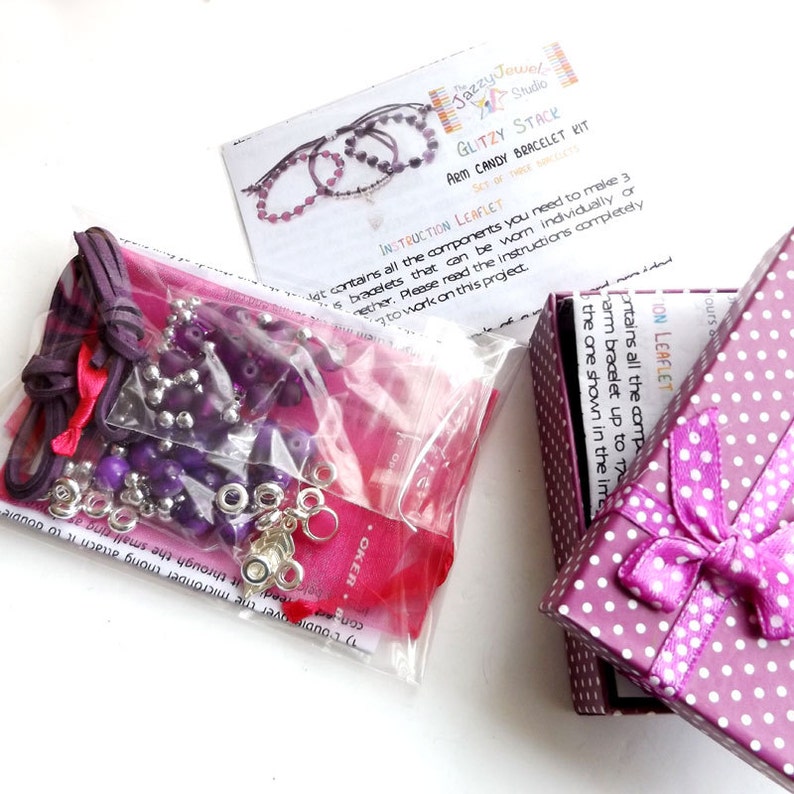 DIY arm candy kit Set of 3 blue stacking bracelets to make & Etsy