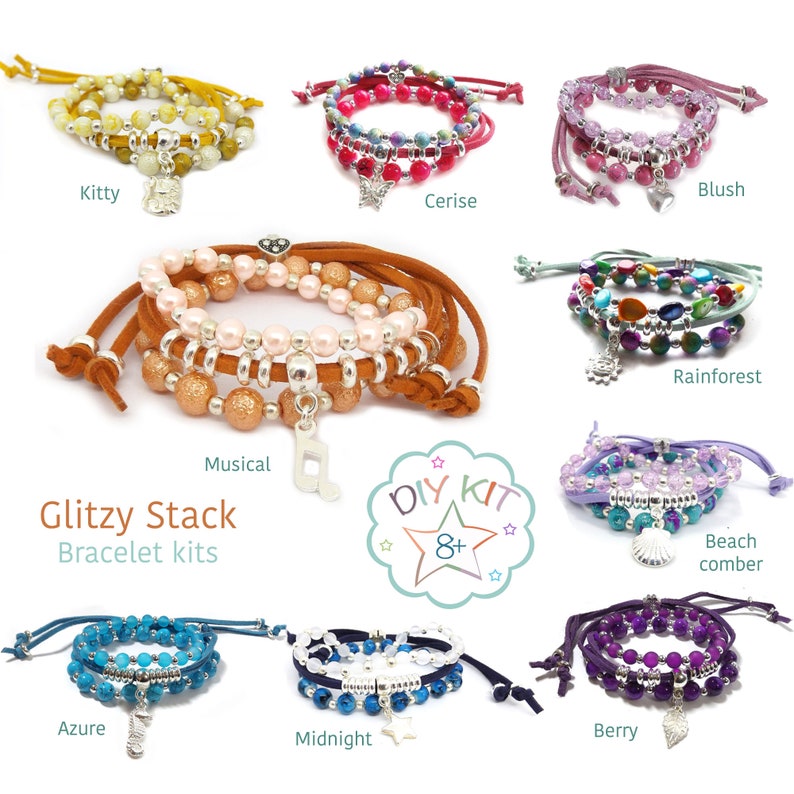DIY arm candy kit Set of 3 blue stacking bracelets to make & Etsy