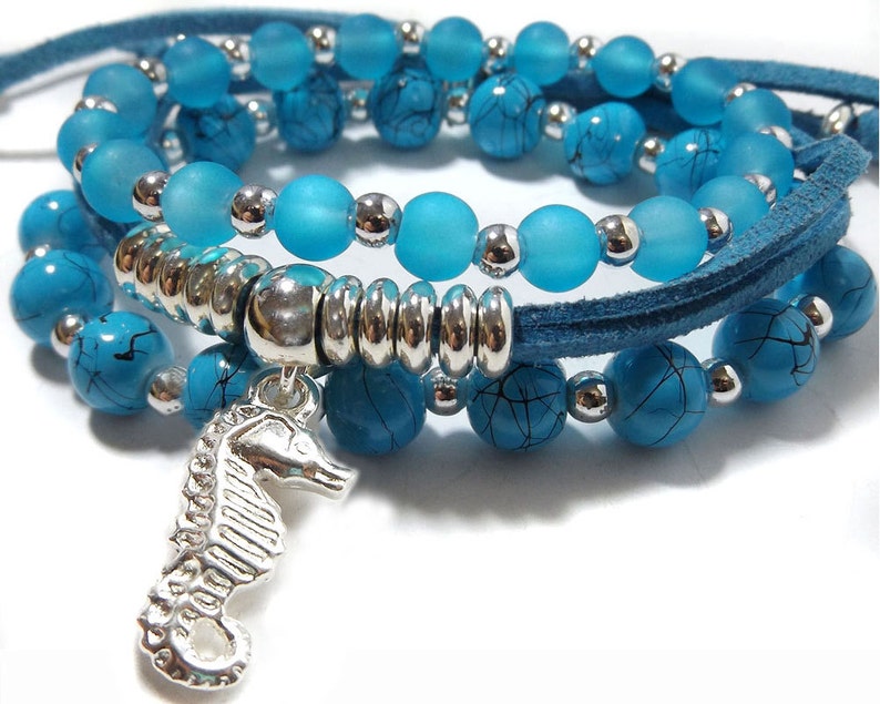 DIY arm candy kit Set of 3 blue stacking bracelets to make & Etsy