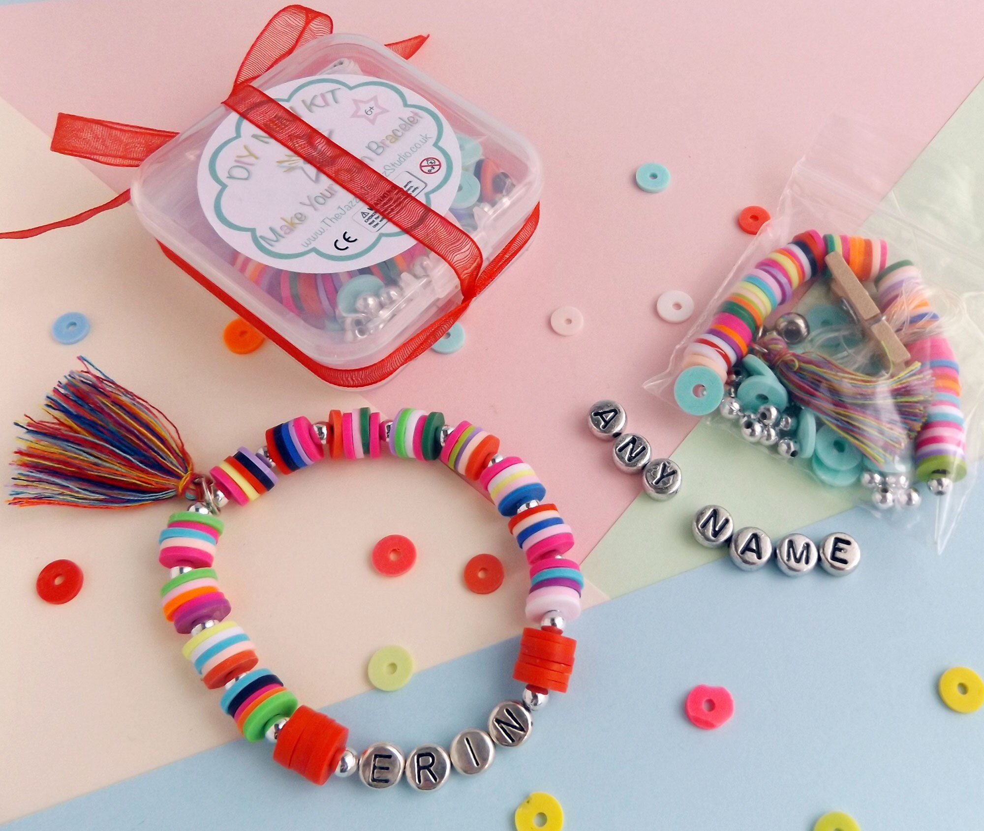 Make Your Own Bracelet Name Bracelet Kit DIY Bracelet Kit Beaded Bracelet  Kit Children's Craft Kit Party Bags Birthday Gift 