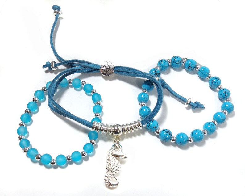 DIY arm candy kit Set of 3 blue stacking bracelets to make & Etsy