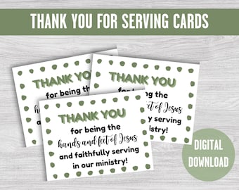 Thank You for Serving Cards, Church Volunteer Appreciation Printable, Children's Ministry Volunteer, Digital Download