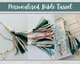 Personalized Bible Tassel, Custom Word Bookmark, Christian Gift, Handmade Accessory