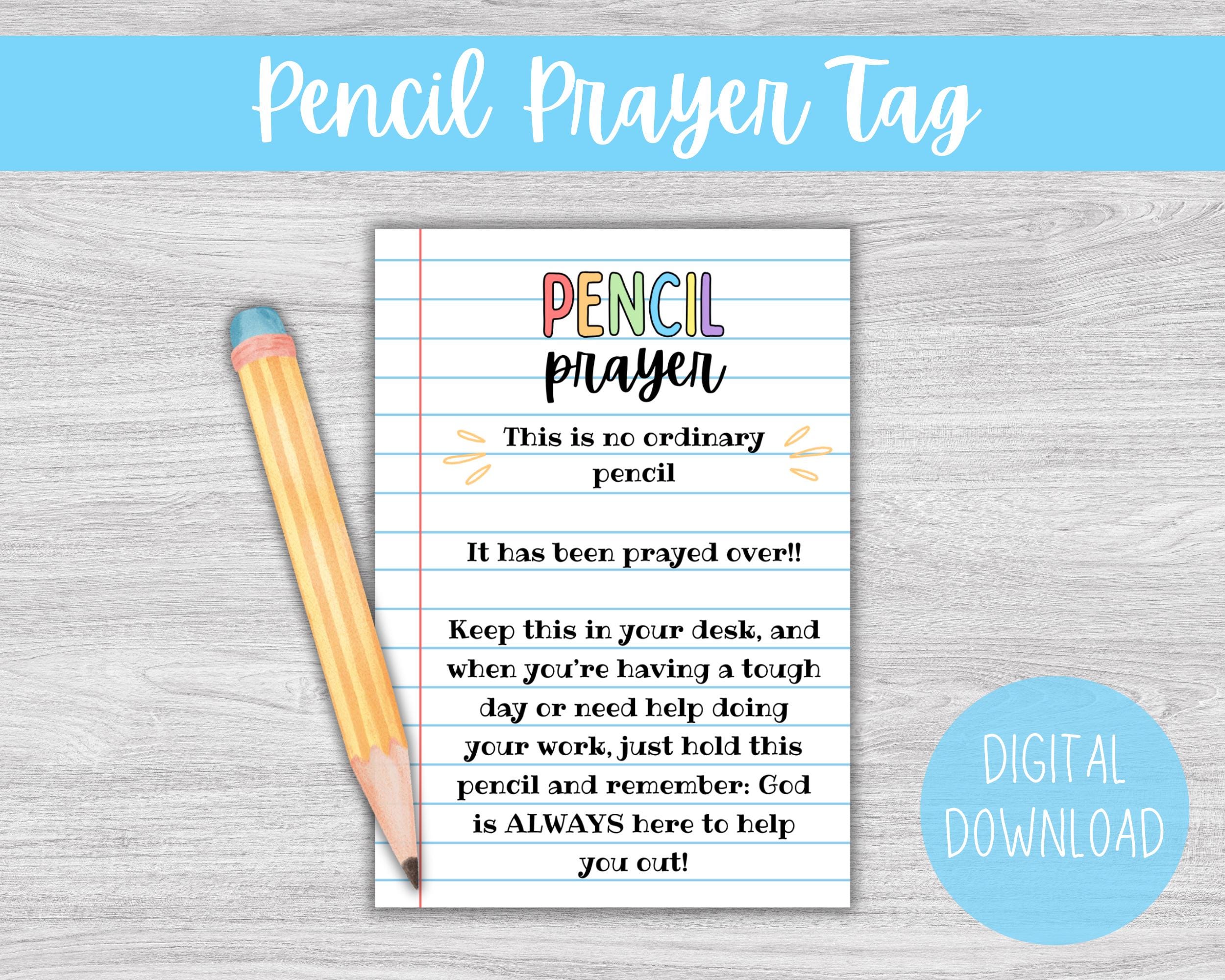 Étiquette de prière au crayon, cadeau de première journée d'école, ministère auprès des enfants pour la rentrée scolaire, encouragement à la rentrée scolaire, église à imprimer pour la rentrée scolaire