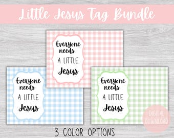 Little Jesus Toy Gift Tags: Printable Christian Party Favors (PDF File)