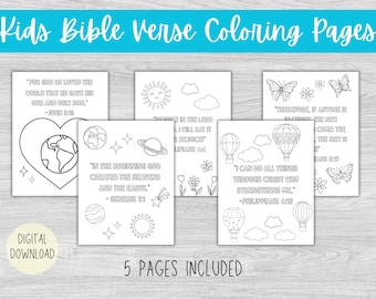 Kids Bible Verse Coloring Pages, Kids Ministry Coloring Page Activity, Memory Verse Coloring Pages for Kids, Christian Homeschool Printable