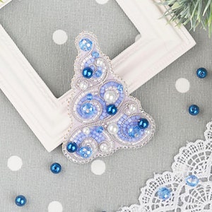Bead Embroidery Kit Christmas Tree Brooch, Tree Embroidery, DIY Beaded Brooch