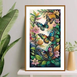 Bead Embroidery Kit Magical Butterflies, Insect Embroidery, DIY Beaded Butterflies
