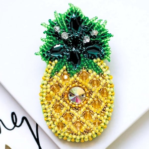 Zestaw do haftu koralikowego Broszka Ananas, Koralikowy Żółty Ananas, Letni Akcesorium DIY, Tropikalny Ananas