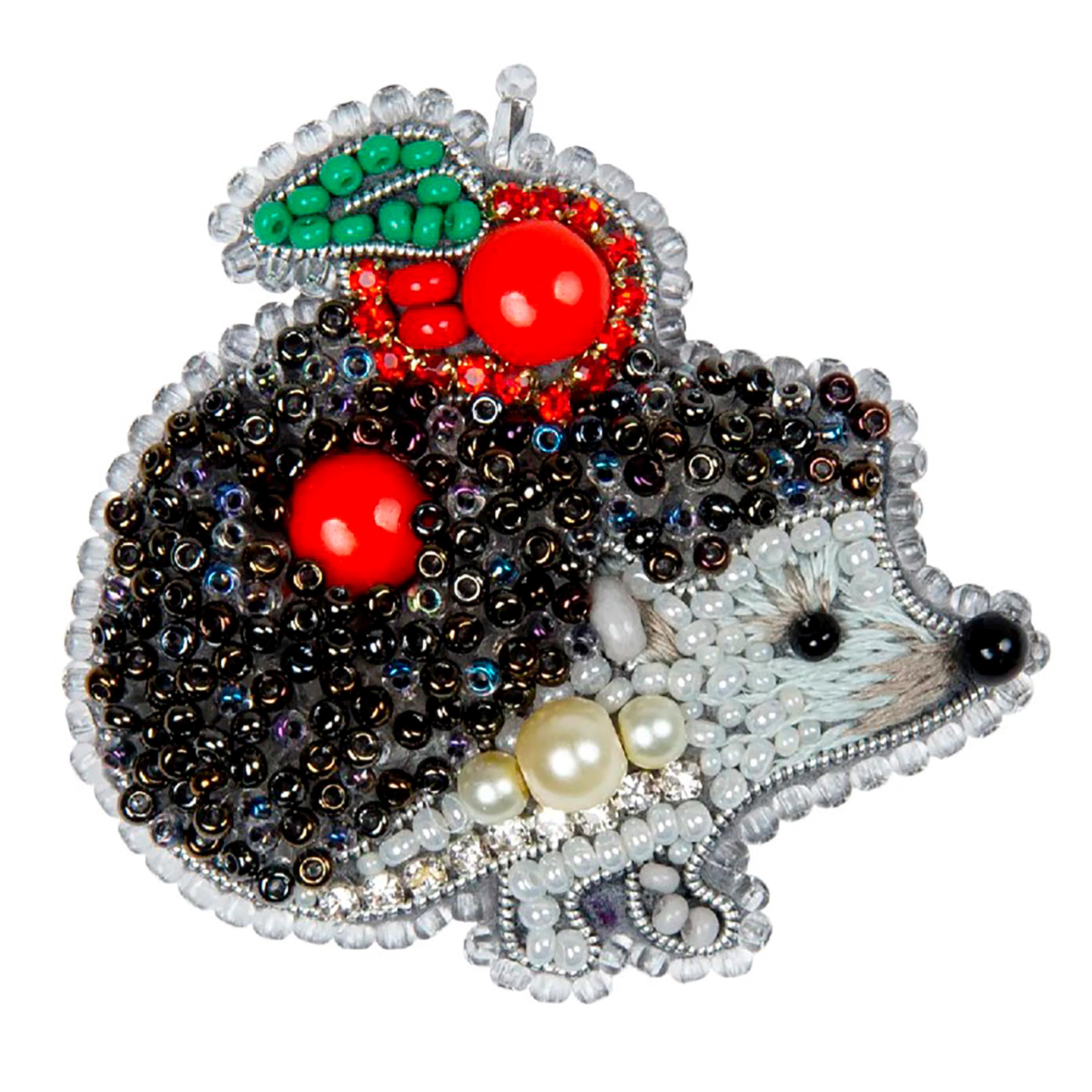 ビーズ刺繍キット：ハリネズミのブローチ、手作りハリネズミのピン