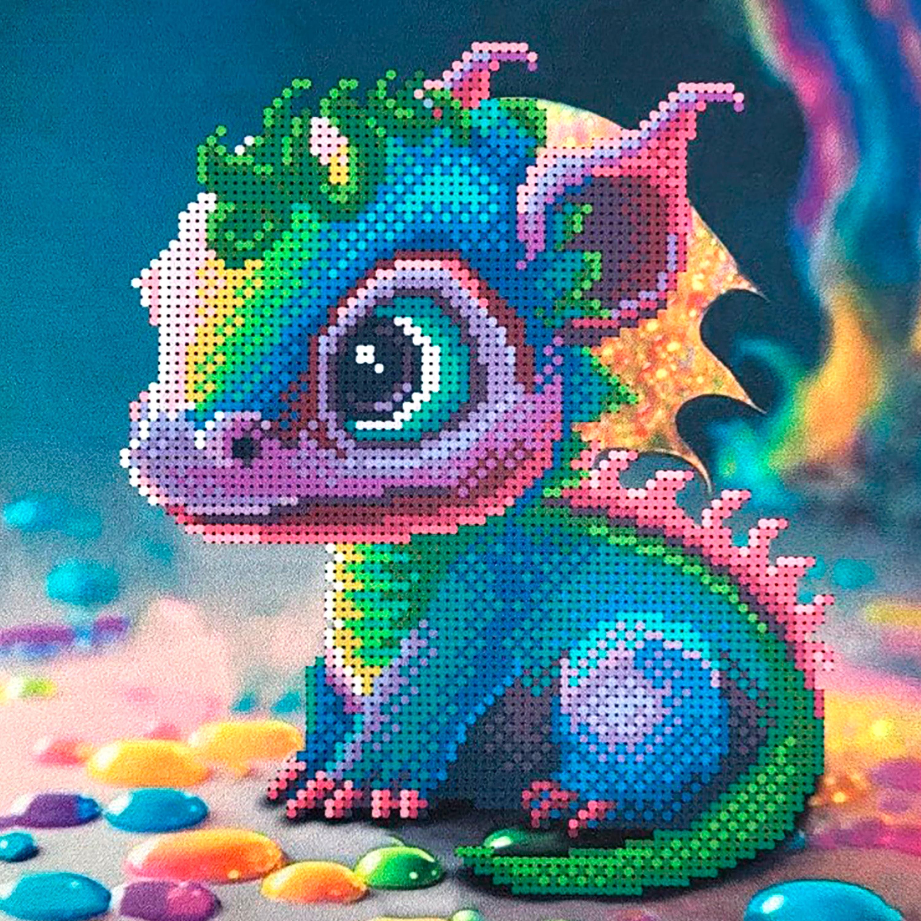 ビーズ刺繍キット リトルドラゴン、ビーズのカラフルなドラゴン 