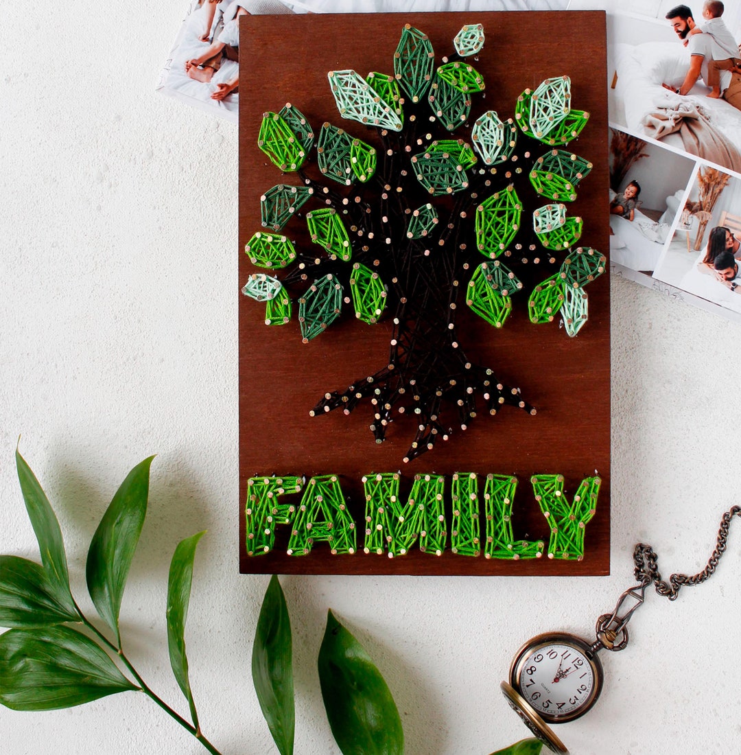 String Family Craft String Art Kit Family Tree, Wall Decor, Needlepoint Kit, DIY Craft Kit ...