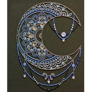 Perlenstickerei Mond Muster, Celestial Moon Mandala, Mondstickerei, DIY Perlenmond