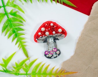 キノコアート作品 ベトナム刺繍画 きのこの刺繍枠のPDFパターン