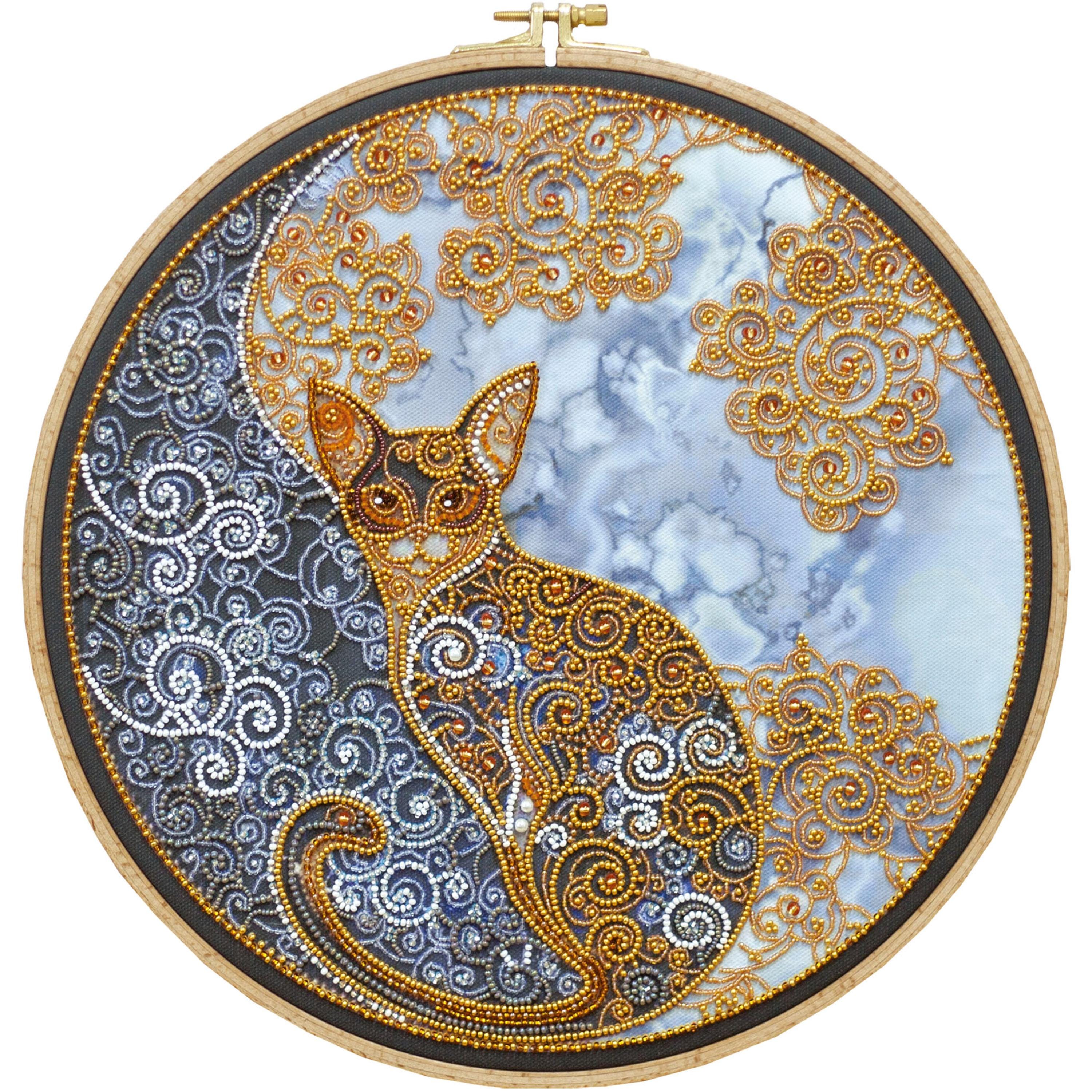 ビーズ刺繍キット 月の猫、猫の刺繍、DIYビーズの金色の猫 - Etsy 日本