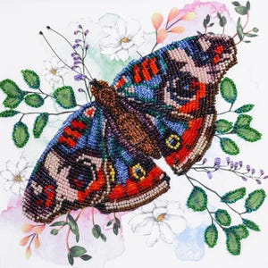 Bead Embroidery Kit Colorful Butterfly, Insect Embroidery, DIY Beaded Butterfly