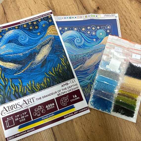 ビーズ刺繍キット「深海の壮大さ」、クジラの刺繍、ビーズ刺繍のゴッホ