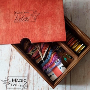 Plywood Needlework Box, Thread Storage, Embroidery Organizer, Wooden Storage Box, Thread Organizer