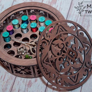 Plywood Needlework Box, Thread Storage, Embroidery Organizer, Wooden Thread Holder