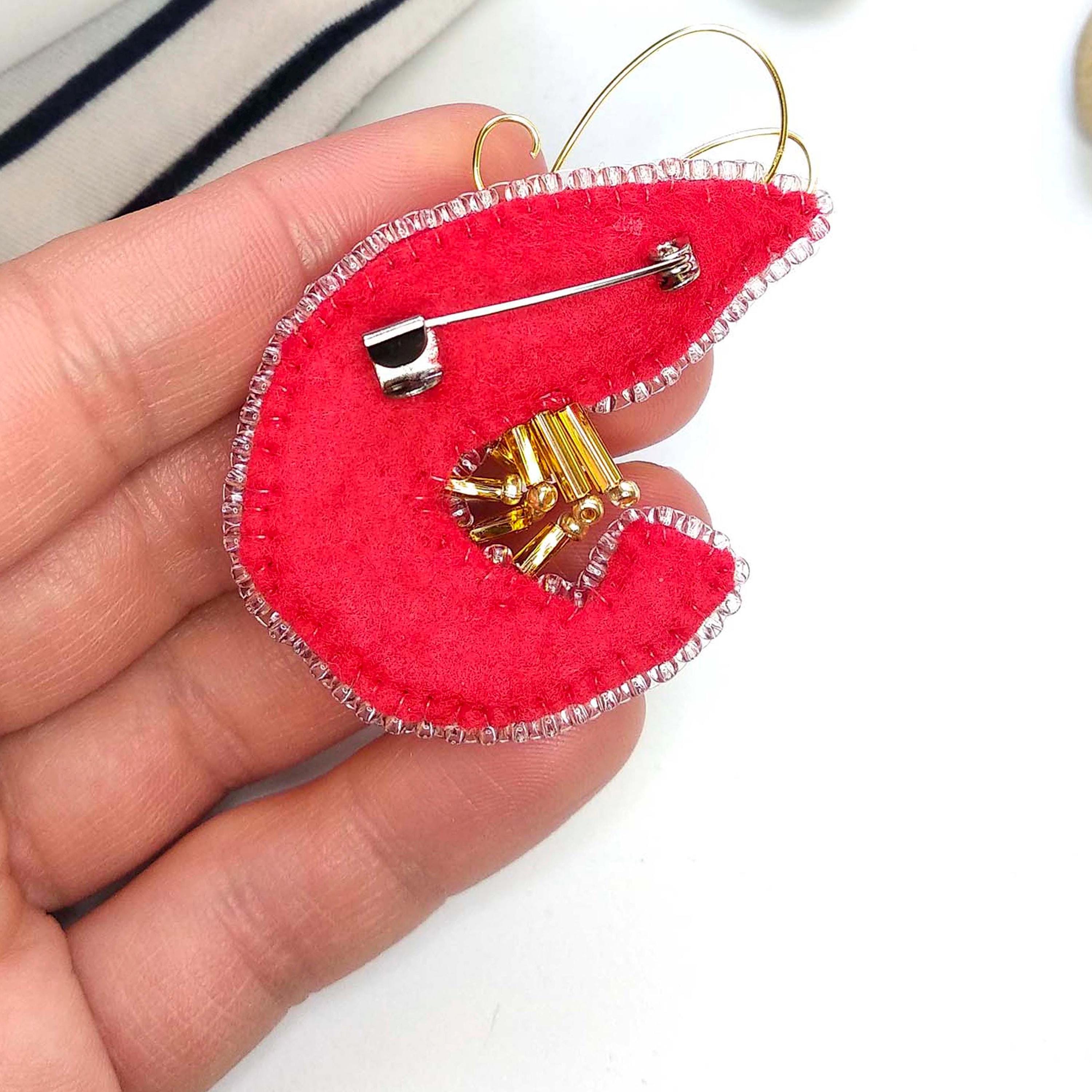 ビーズ刺繍キット エビブローチ、エビ刺繍、ビーズ海エビ、DIY ビーズ刺繍キット エビブローチ、エビ刺繍、ビーズ海エビ、DIY