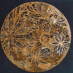 Perlenstickerei Kit Mond filigran, Mond Stickerei, DIY Perlen goldener Mond